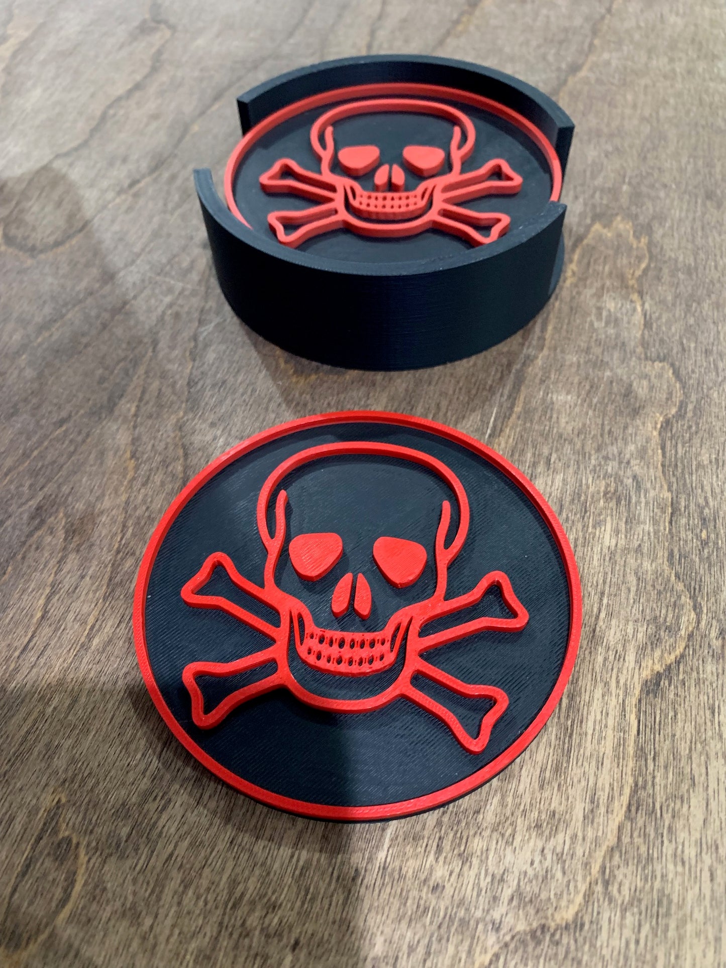 Skull and Crossbones coasters with holder